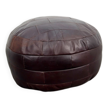 Vintage French Patchwork Leather Ottoman, 1960s