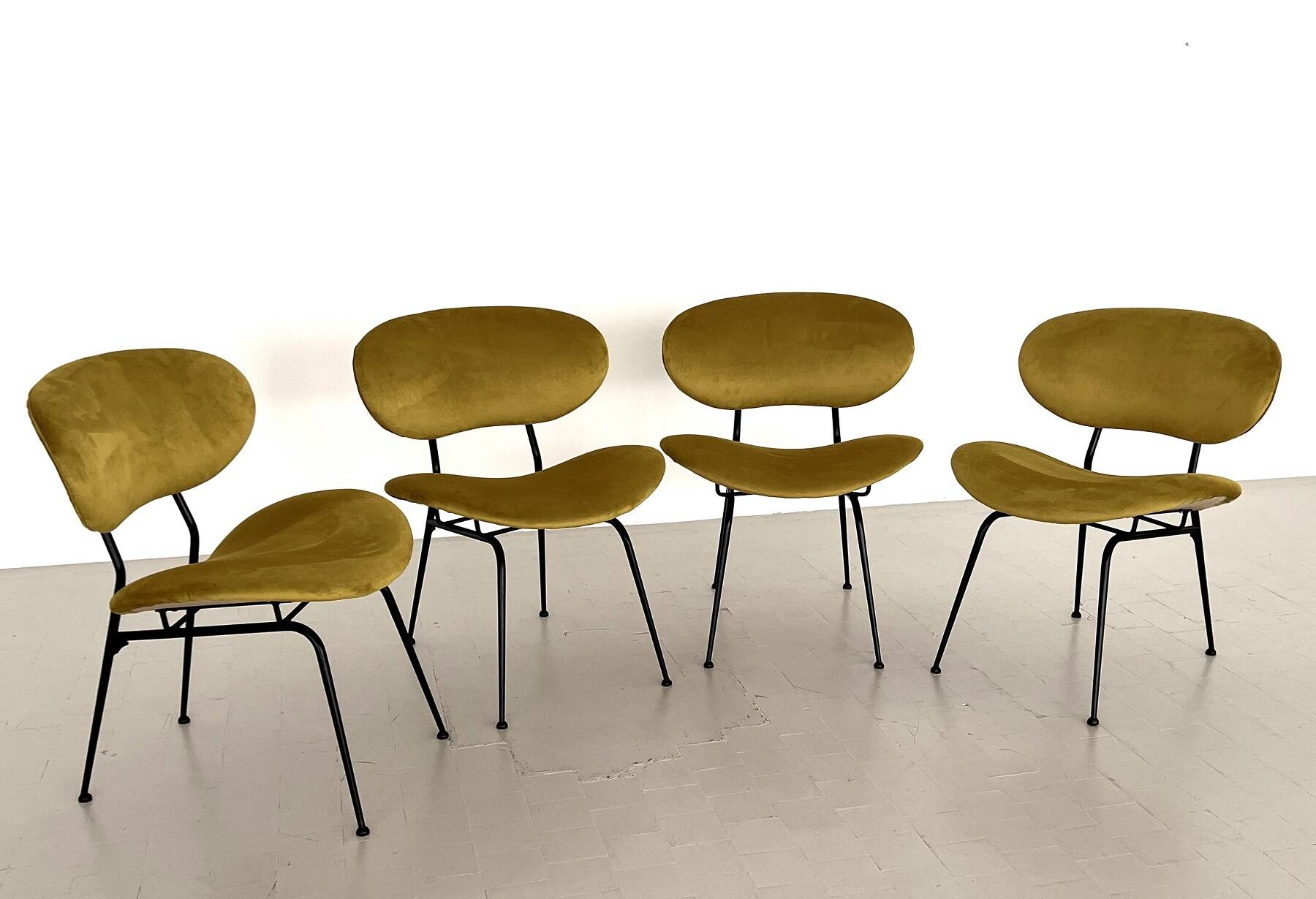 Italian Reupholstered Lounge Chairs, Set of 4pcs.