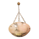 Art Decò Albaster white and pink chandelier, 1950s