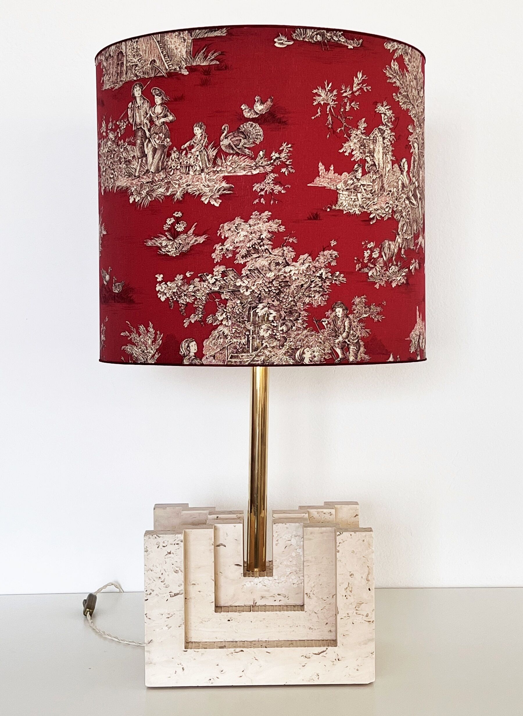Italian mid-century travertine marble table lamp, 1970s