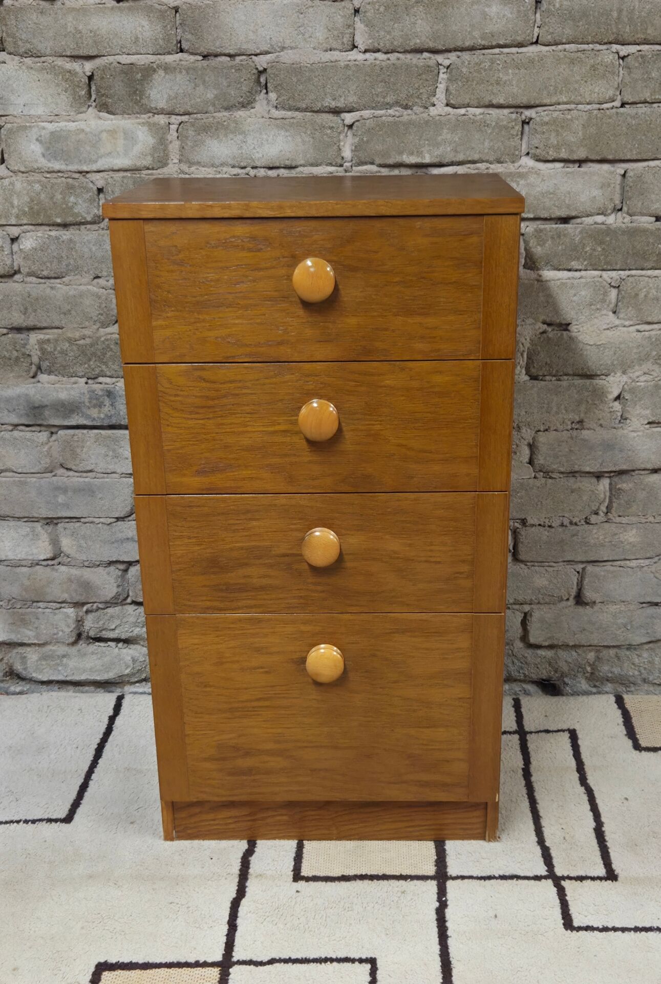Vintage oak chest of drawers with a drop-down flap – 1960s