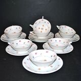 ART DECO Tea Service Teapot + 10 cups in Limoges porcelain CHAPUS fils 1930