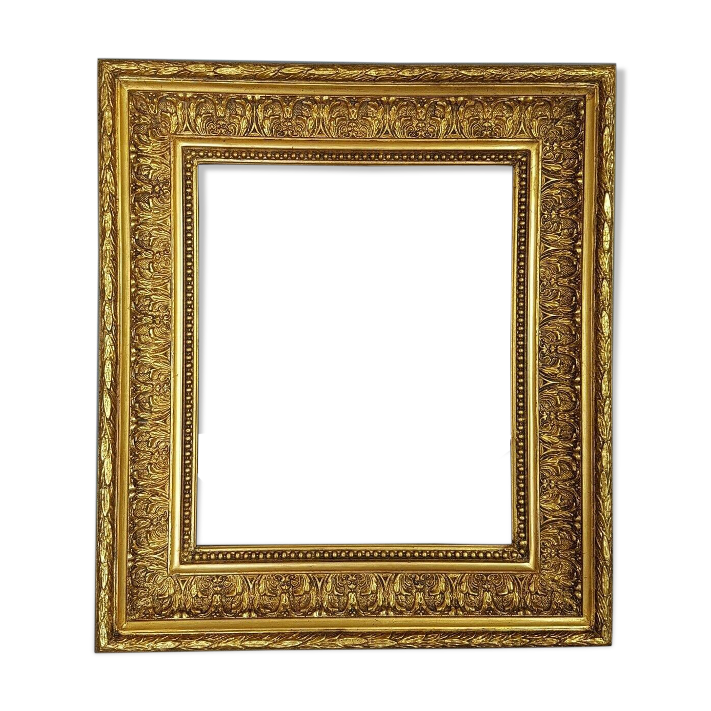 Old frame around 1850 wood - stucco, beaded interior edges, 52x48 hardwood 38x32 cm SB
