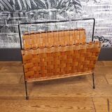 Rattan and metal magazine holder