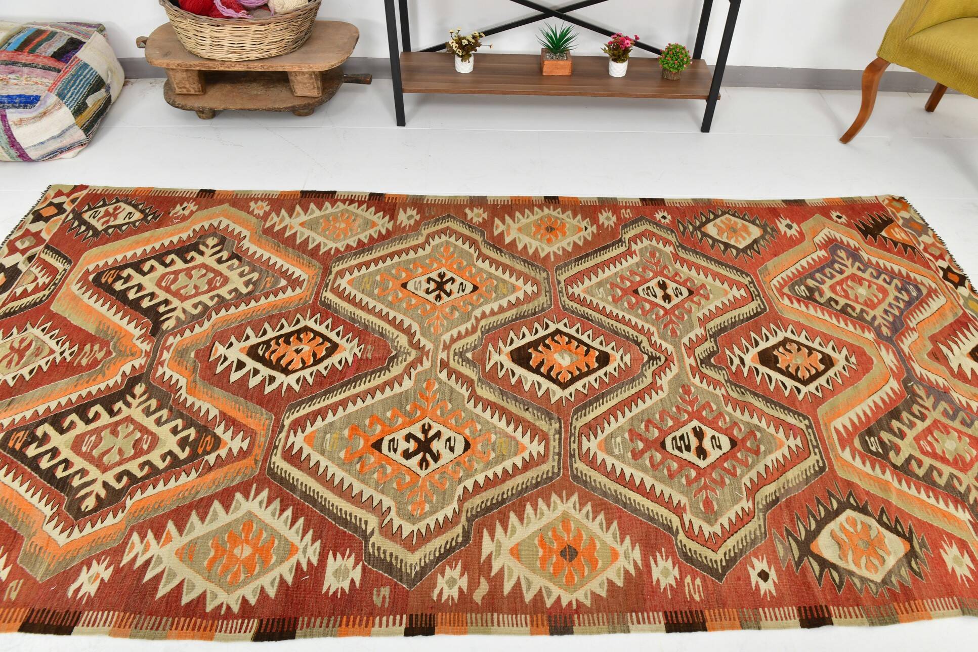 Red Brown Tribal Turkish Kilim Rug 146x292Cm SK 35174
