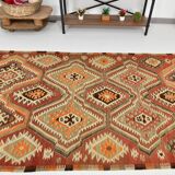 Red Brown Tribal Turkish Kilim Rug 146x292Cm SK 35174