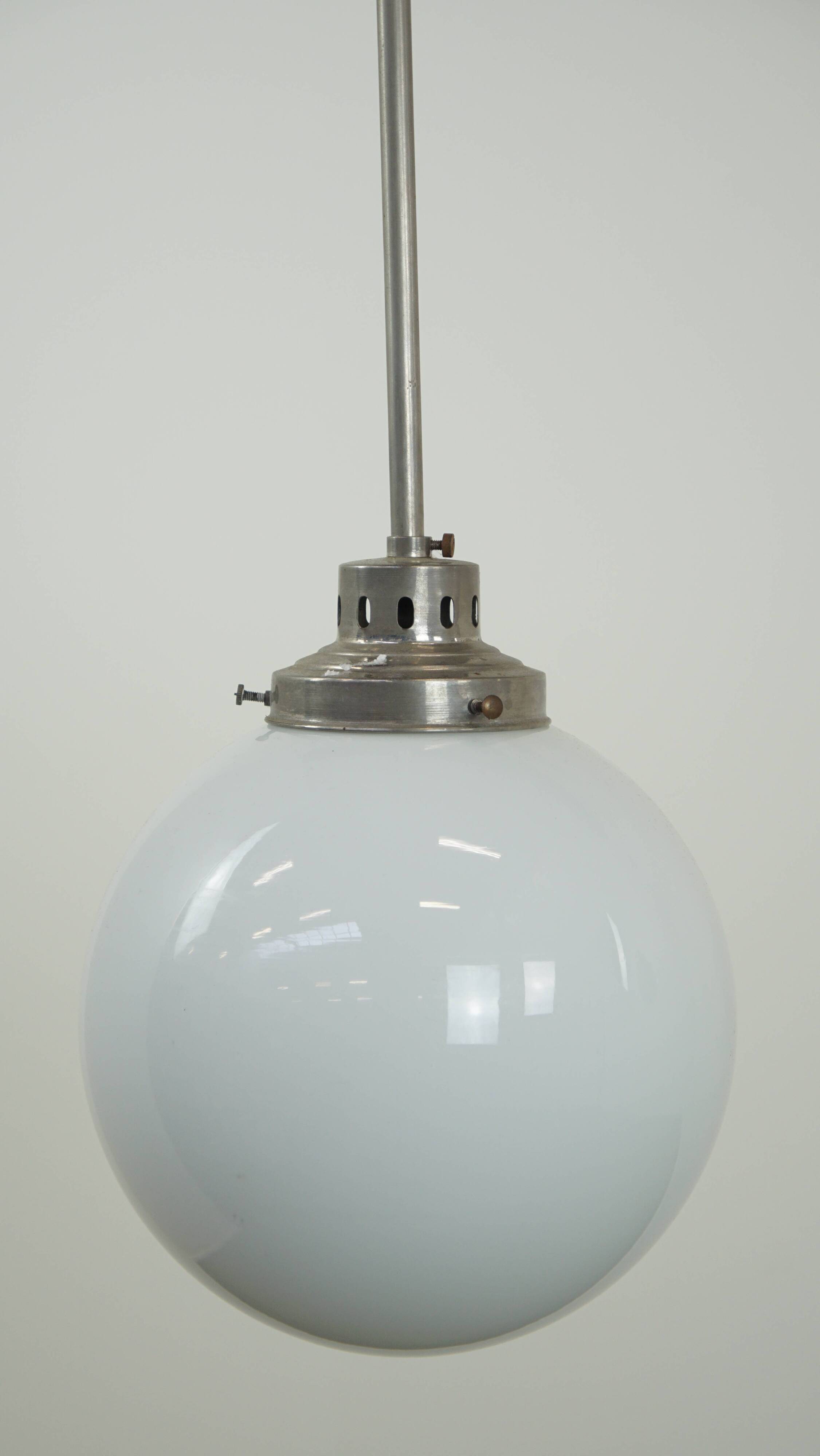 Vintage Art Deco style milk glass and brass ceiling light