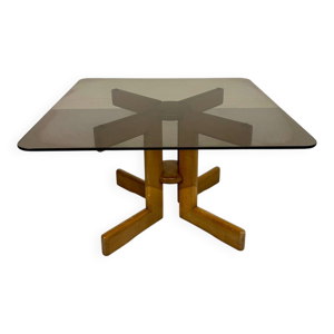 Table basse vintage bois - annees verre