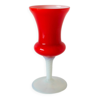 Vase en opaline rouge orange, 1960, 23 x 11 cm