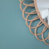 Vintage rattan mirror 46x46cm