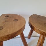 Pair of half-moon tripod stools