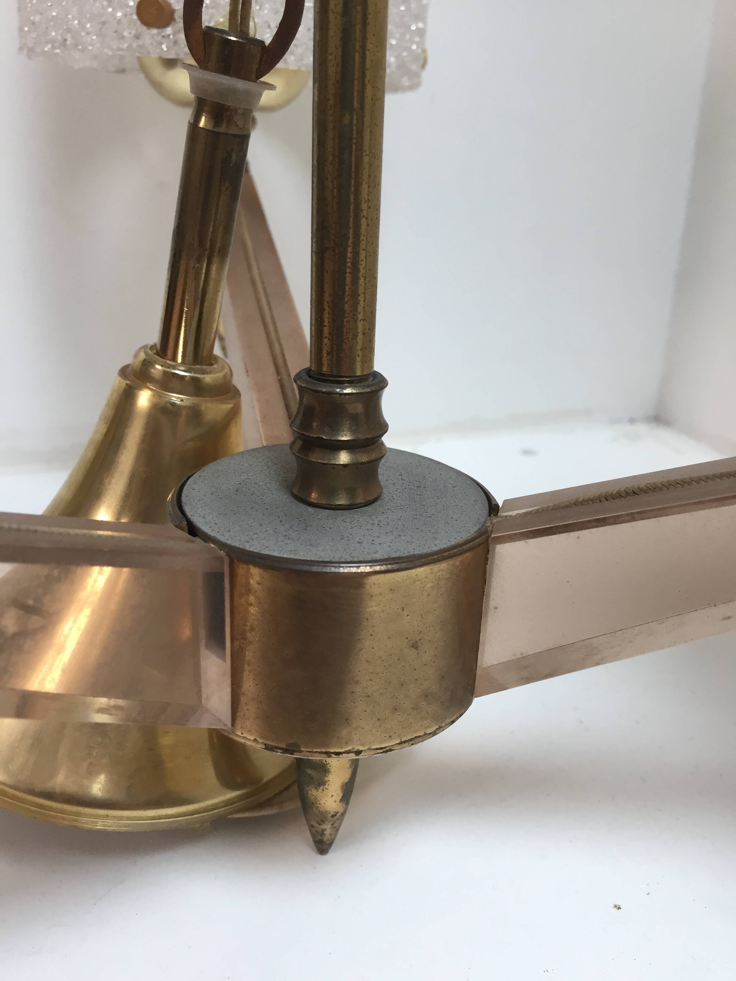 Perspex, brass and plexiglass chandelier from the 1960s