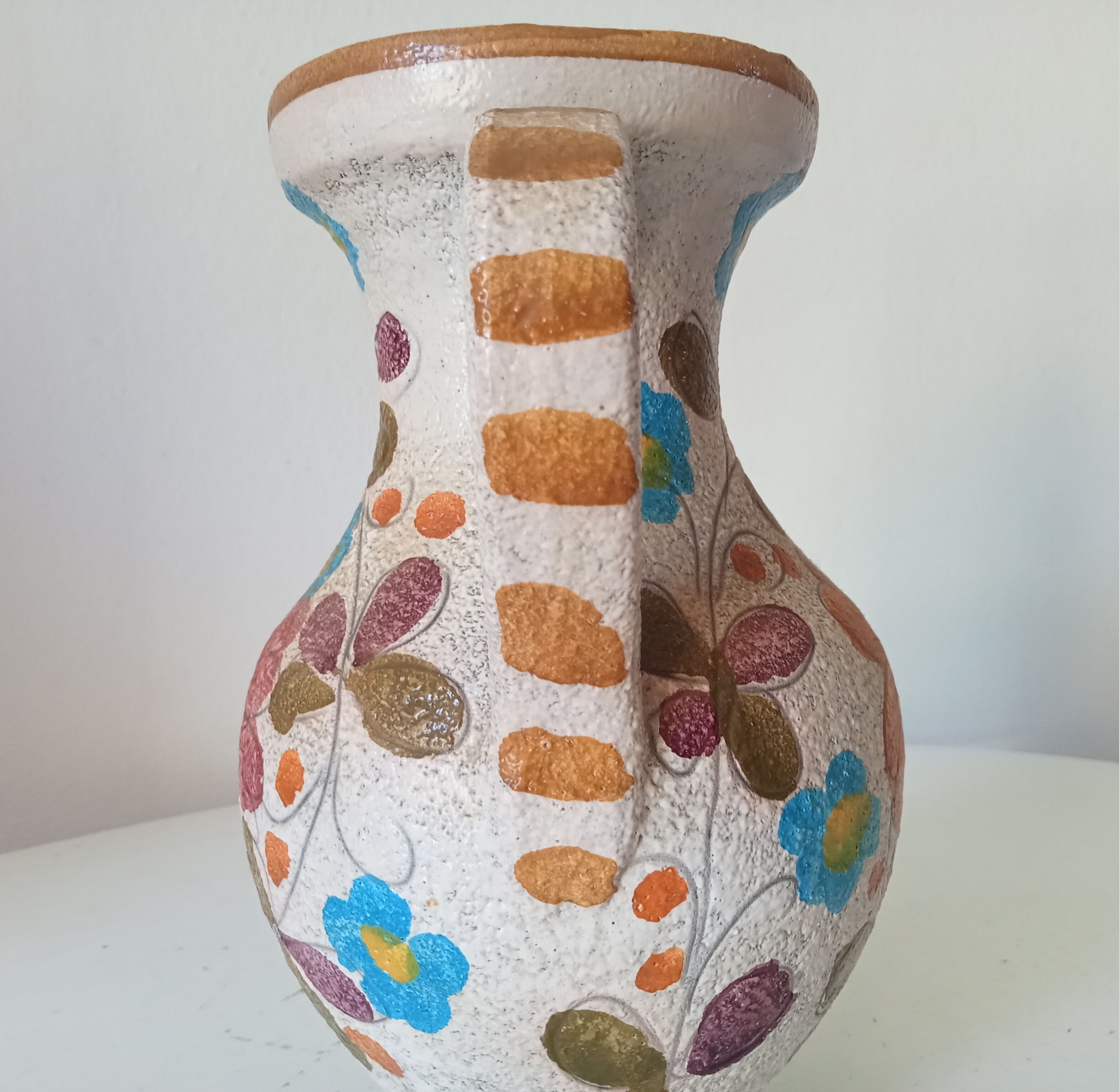 Vintage hand-painted handled vase
