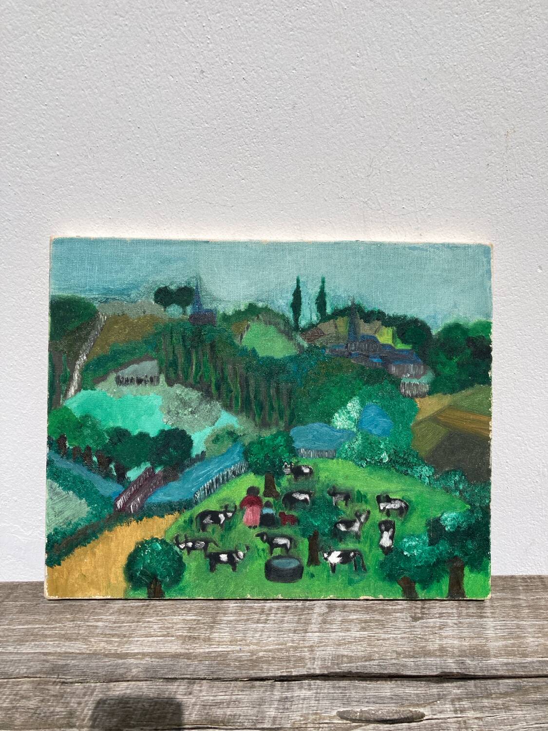 Tableau, huile sur toile paysage naïf