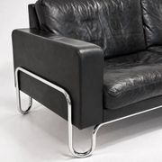 3-seater sofa W.H. Gispen for Dutch Originals, black leather and chrome