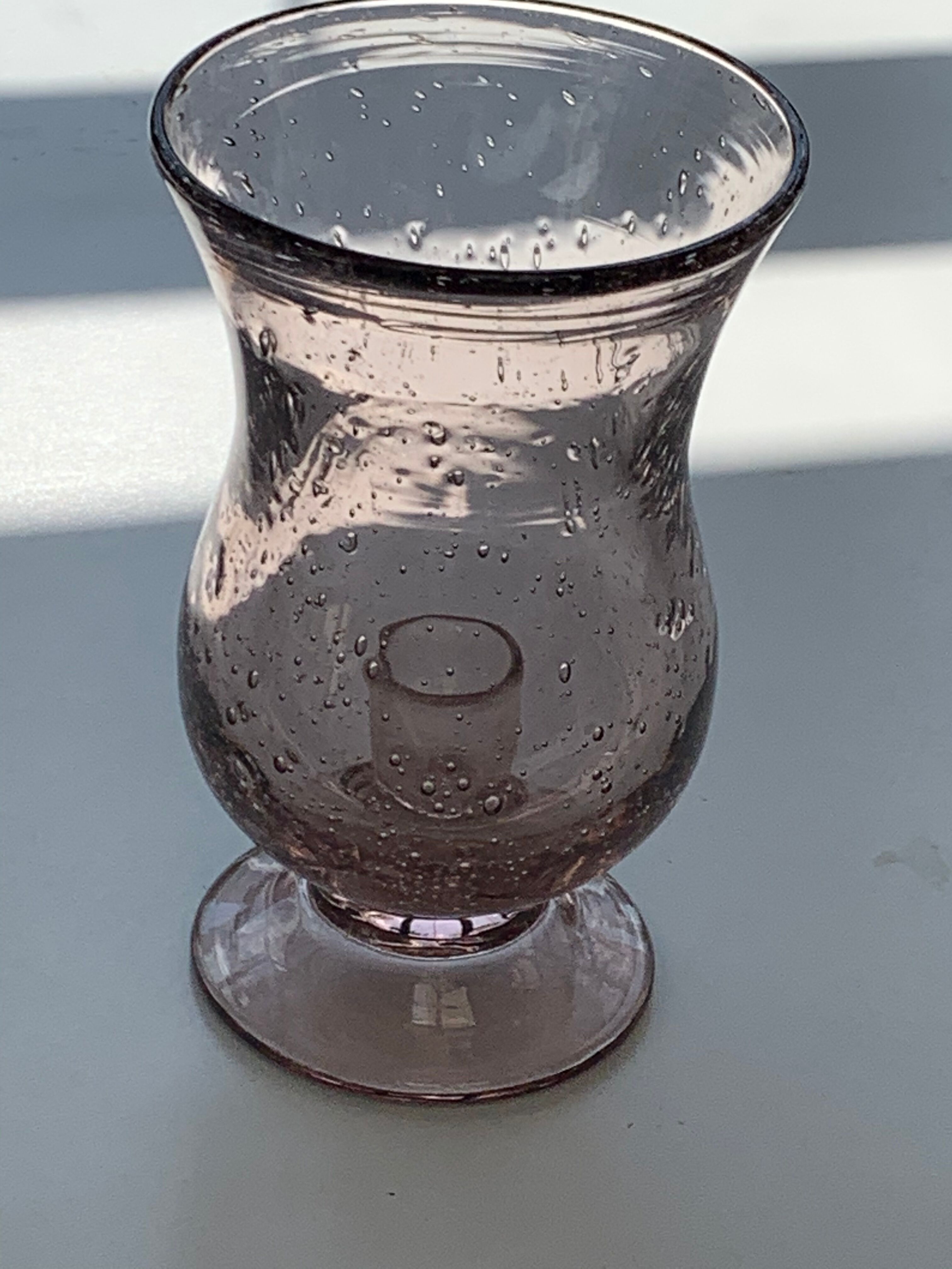 Photophore glass pink bubble parma unsigned vintage biot glassware