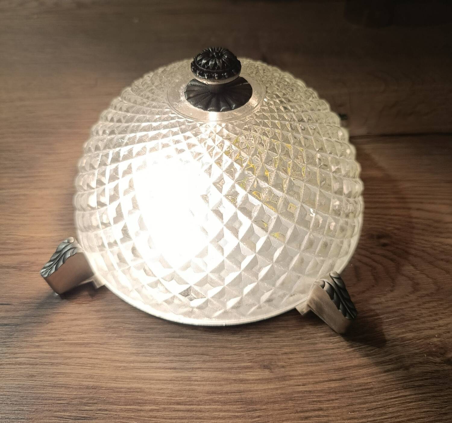 Diamond point ceiling light and chrome, mid-century