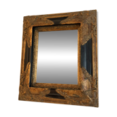Antique Flemish Style Mirror Blackened and Gilded Wood Napoleon III 19th Century