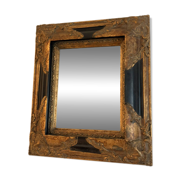 Ancien Miroir Style Flamand Hollandais Bois Noirci Et Doré Napoléon III XIX