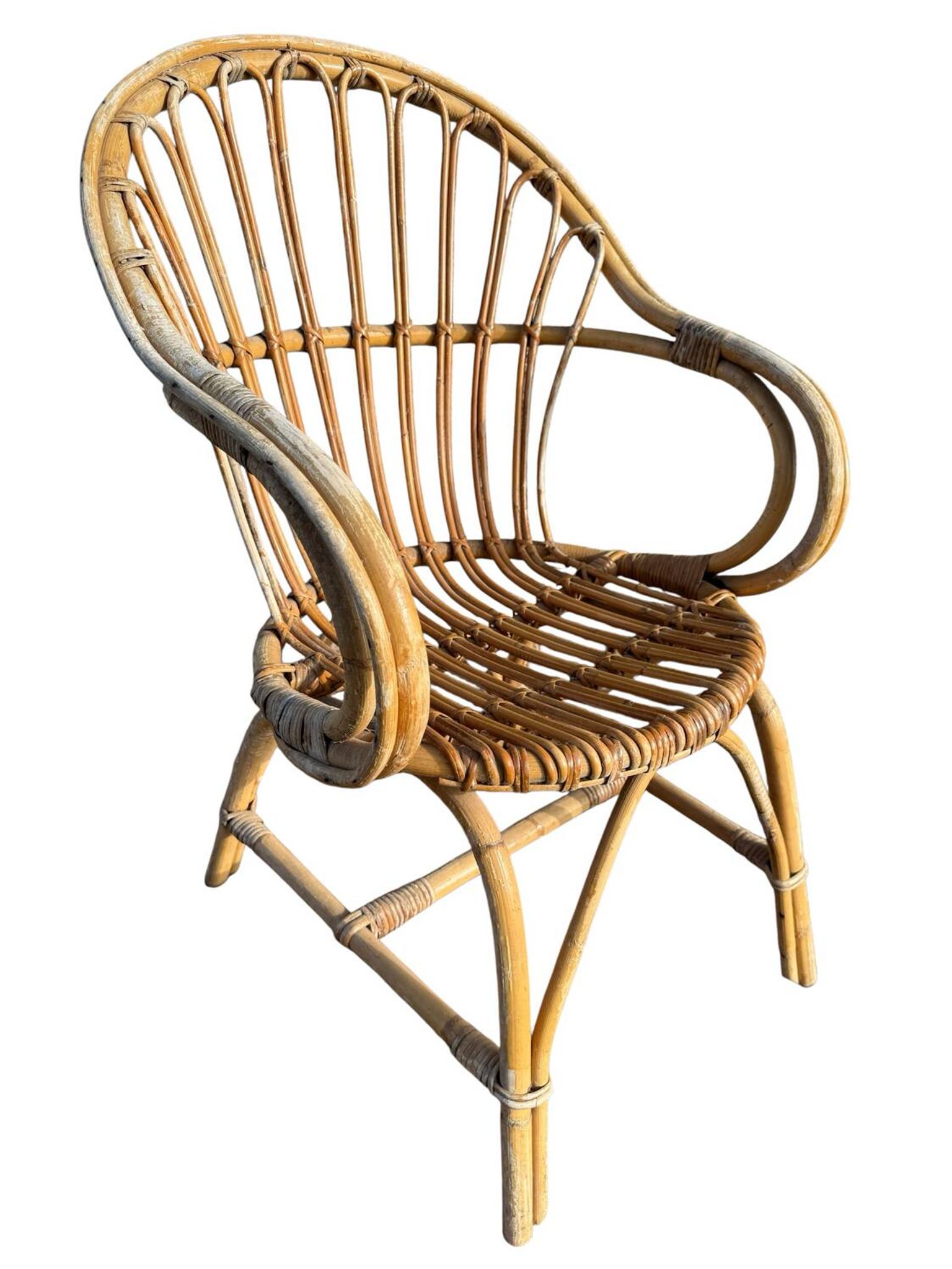 Set of 4 rattan armchairs from the 1960s, France.