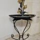 Metal sculpture lamp with golden calla lilies – 1970s