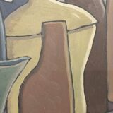 Oil painting on canvas "Still Life with Plate" Franco Prayer (1924) 60x50 cm