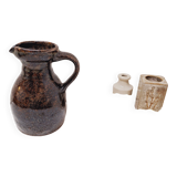 Glazed stoneware pitcher