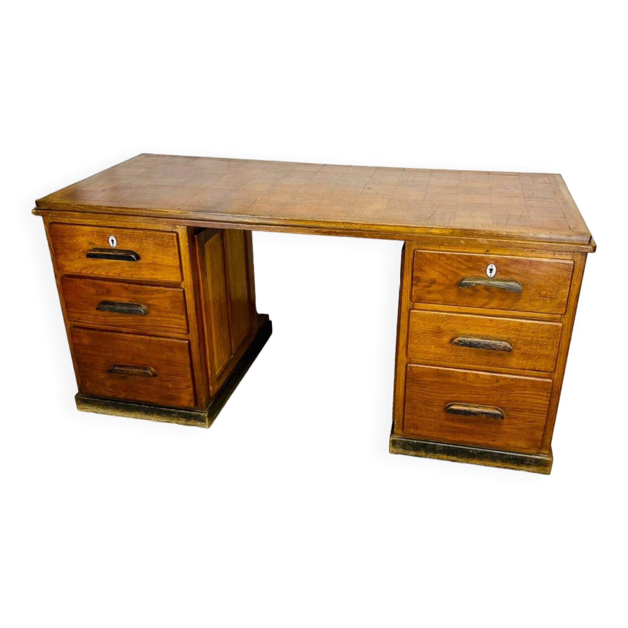 Wooden desk with pedestals
