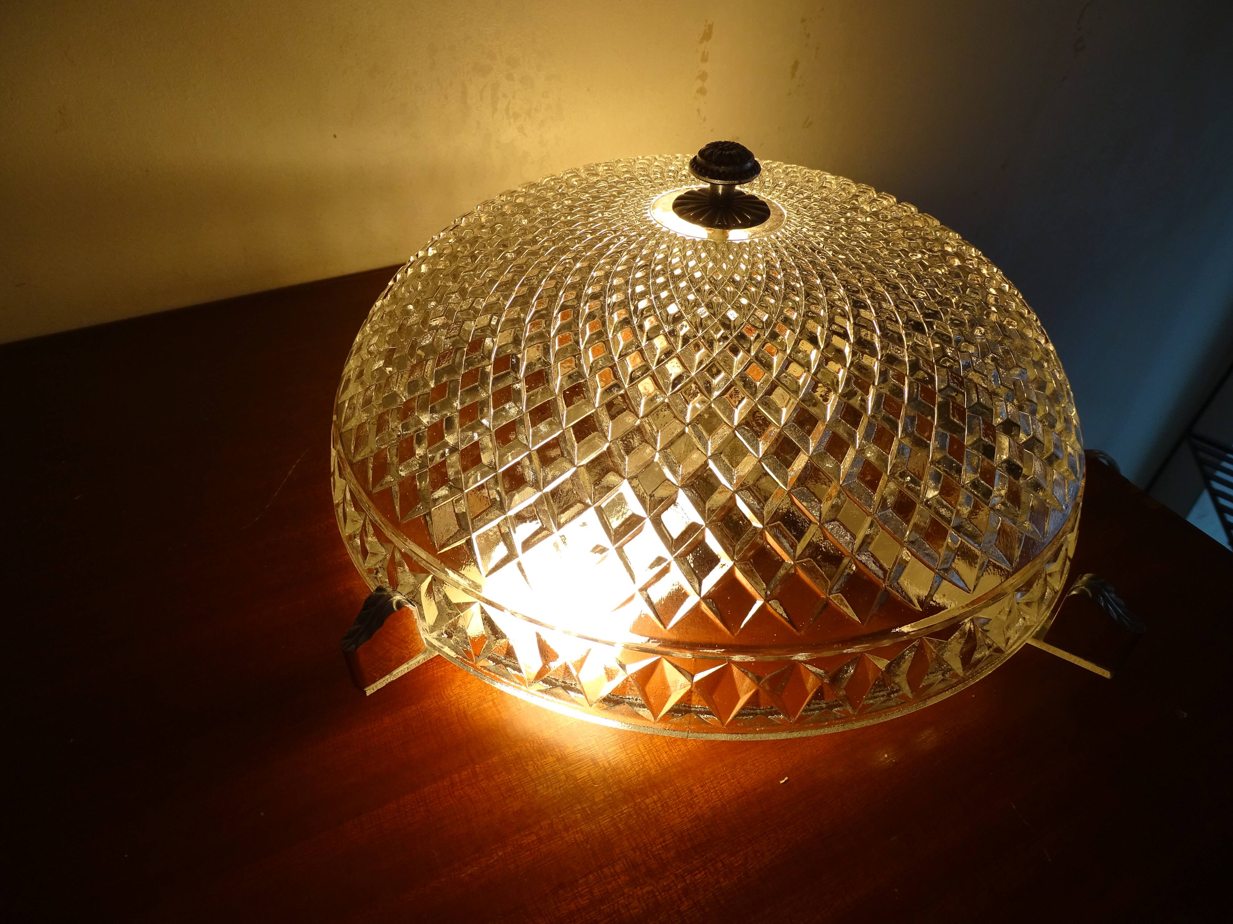 Glass chandelier antique vintage diamond tip. Two fires.
