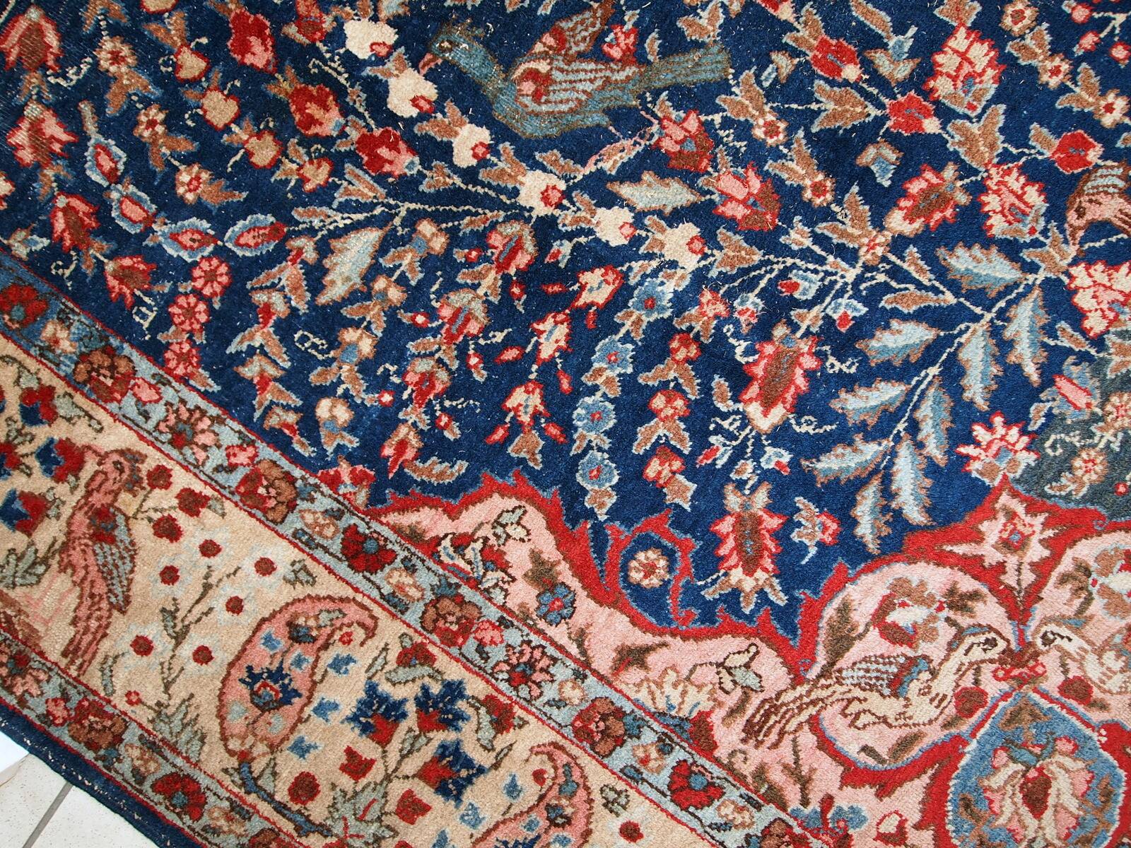 Tapis antique fait main Tabriz persan 190cm x 292cm (1920s)