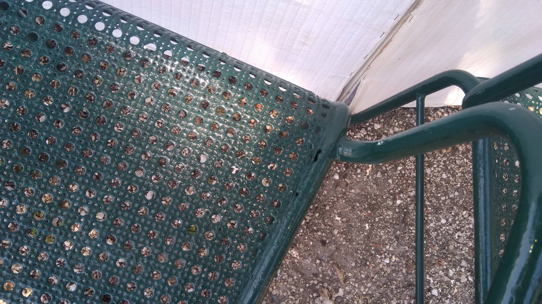 set of 4 perforated metal garden armchairs