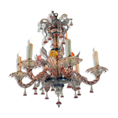 Venetian Chandelier In Multicolored Murano Glass, 6 Arms Of Light
