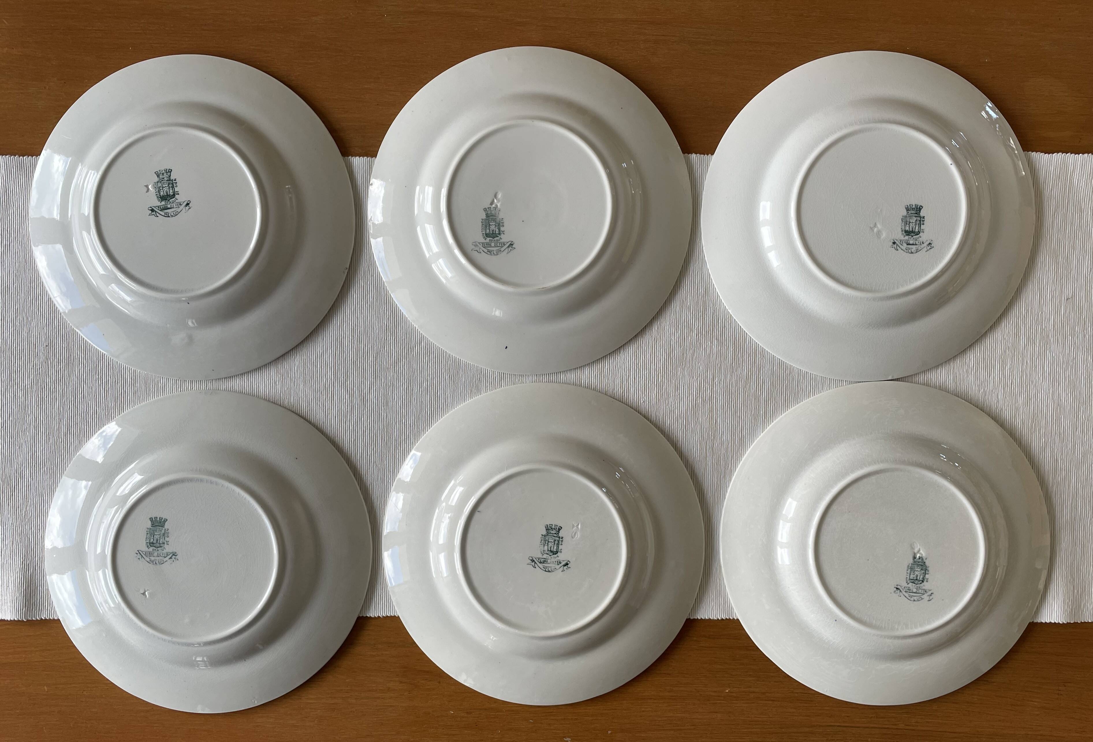 6 antique deep plates in Gien earthenware