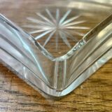 Old serving tray, art deco, beggar, silver metal, cut crystal