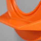 Vintage Italian Space Age round plastic mirror with shelf, 1970s