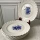 set of 5 F&G Lunéville flower dessert plates 60s