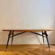Original table by Ico Parisi with a structure of wood, metal, and stained glass.