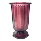 Large art deco vase in amethyst glass from luxval - val saint lambert