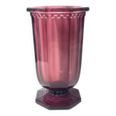 Large art deco vase in amethyst glass from luxval - val saint lambert