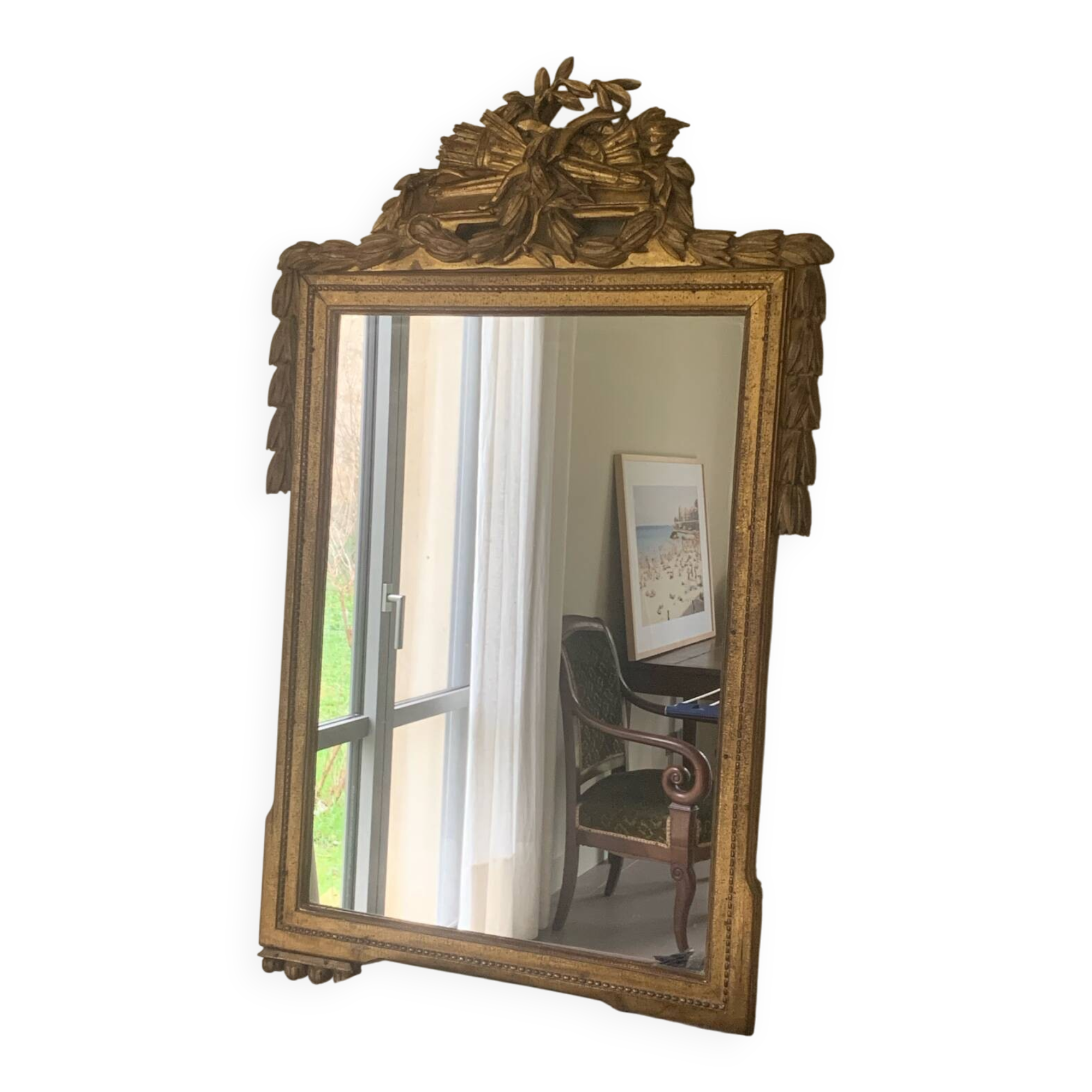 Mirror with gold frame