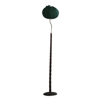 Organic Swedish floor lamp from the mid-century in burnt wood, Wabi Sabi, 1950s