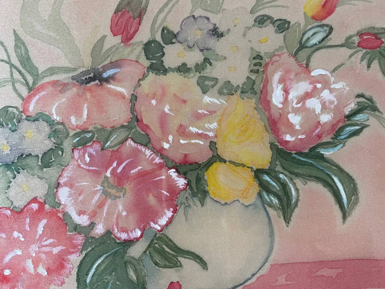 Watercolor painting, spring bouquet, framed.