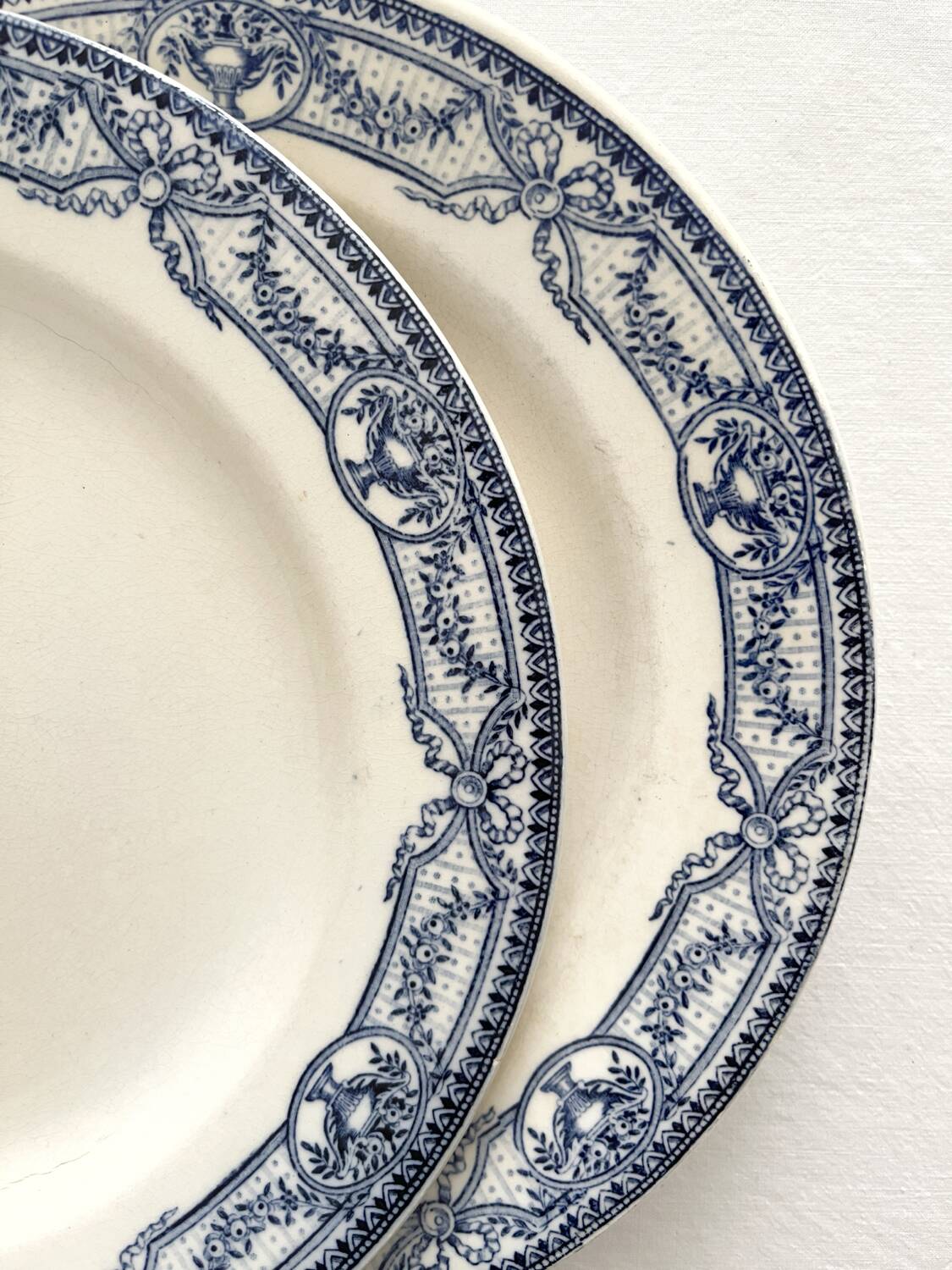 2 antique flat plates made of ironstone "Directoire" Salins