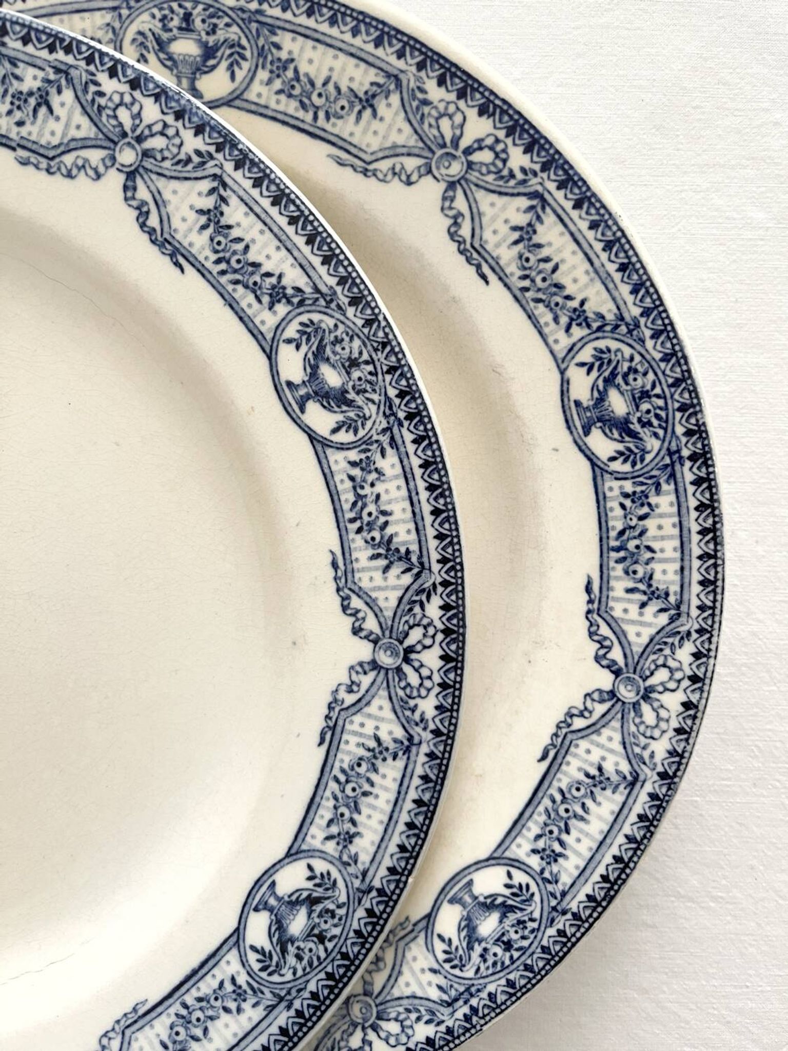 2 antique flat plates made of ironstone "Directoire" Salins