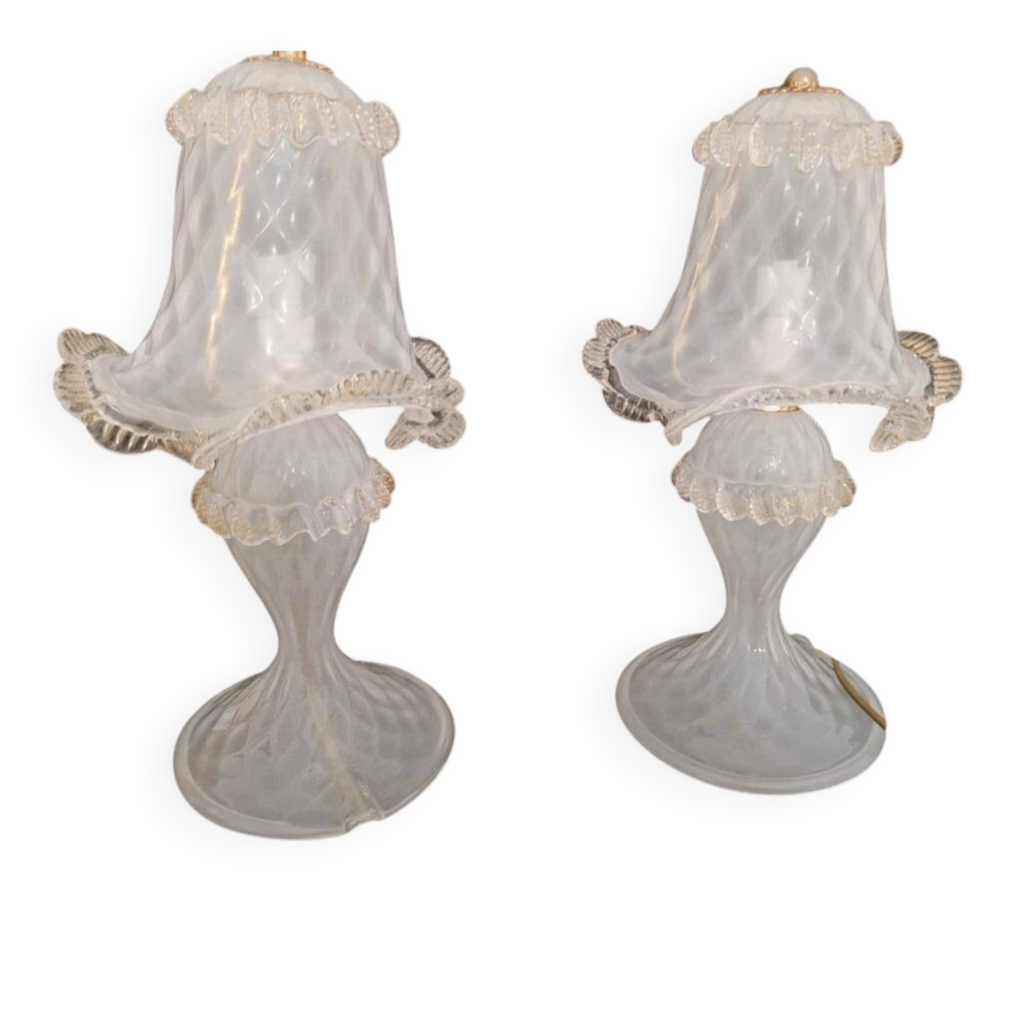 set de lampes en verre murano champignons