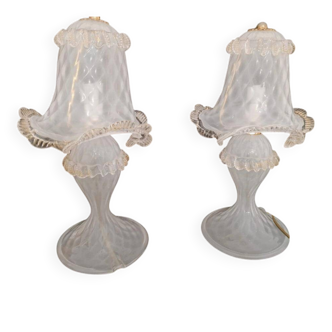 set de lampes en verre murano champignons