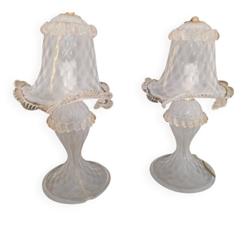 set of Murano glass mushroom lamps
