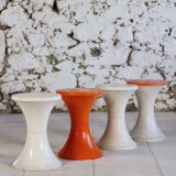 White and dark orange Tam Tam stool by Henry Massonnet for Stamp, 1970.