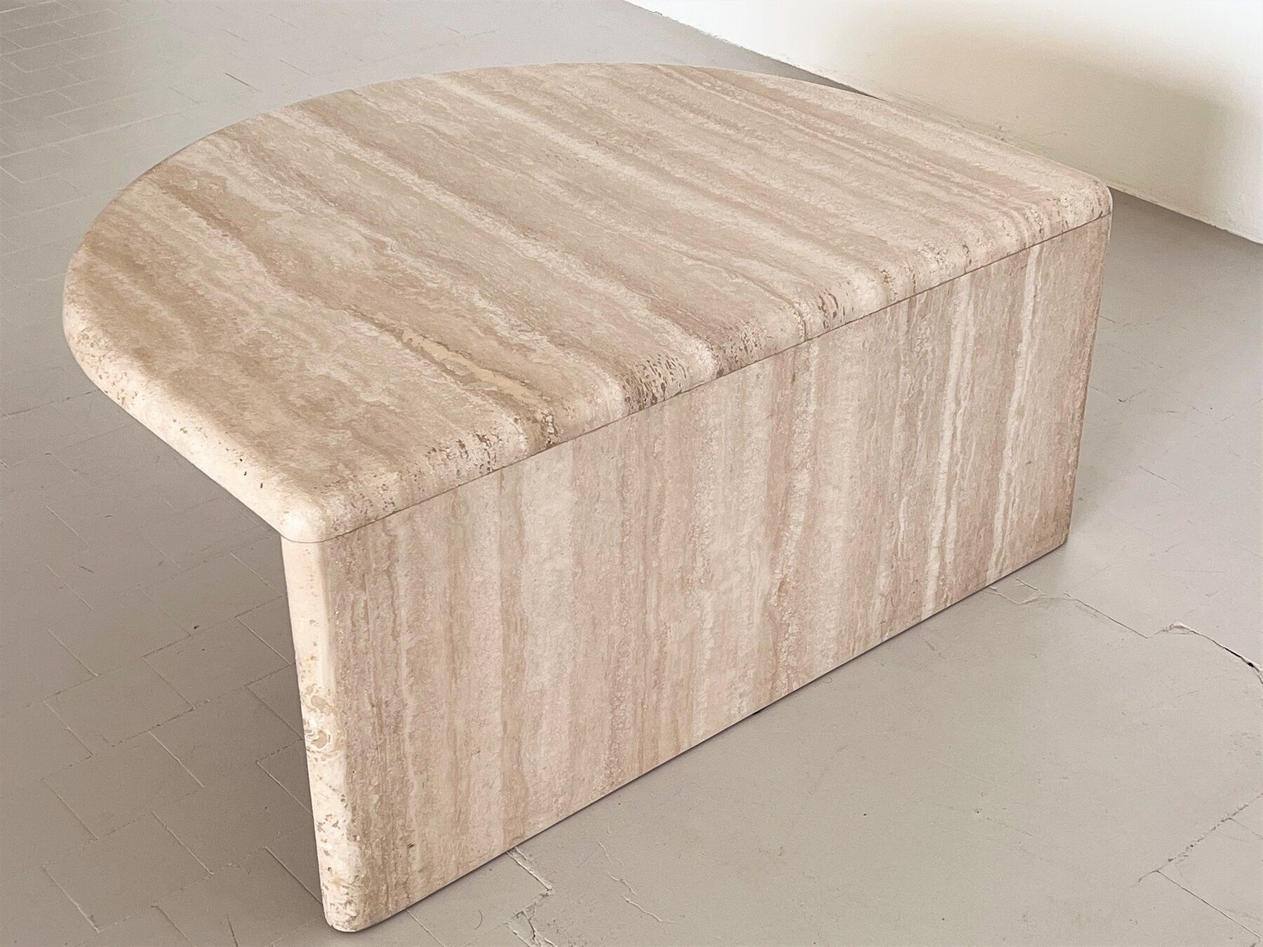 Italian midcentury travertine marble coffee table of two pieces, 1970s