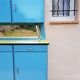 Buffet Formica blue and yellow years 60